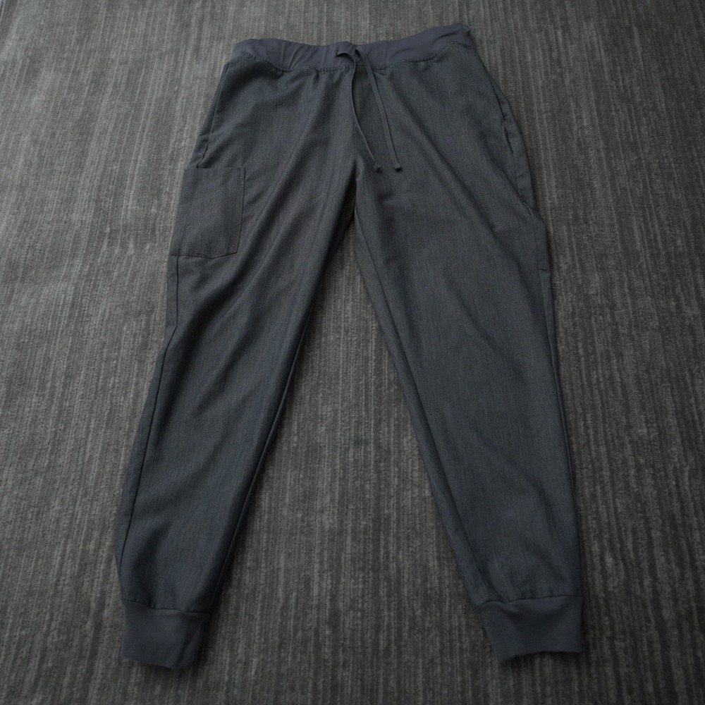 Mandala Medical Scrub Pants Gray‎ Solid Unisex Woven Equa-Tek Drawstring Large